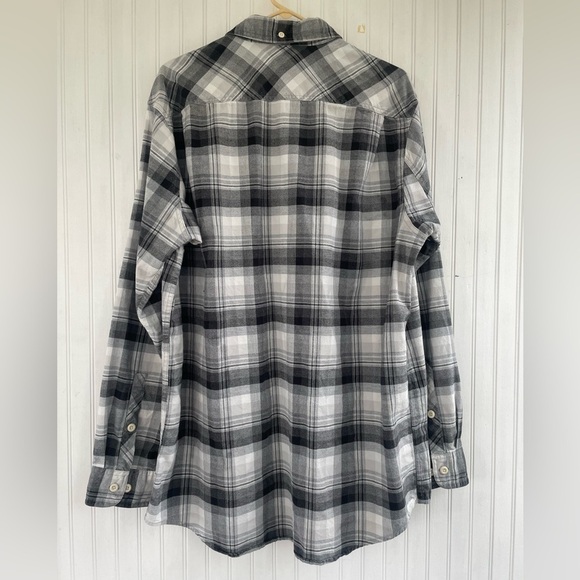Duluth Training Company Men's White Black Plaid Flannel Button Down Size XL TALL - Picture 2 of 6